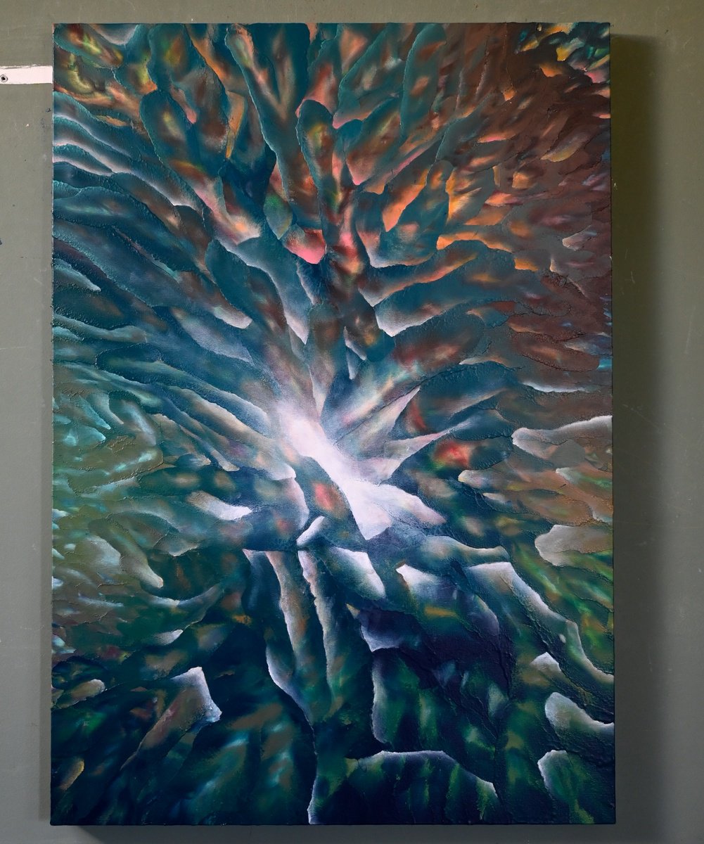 Organic Abstract Painting By Giuseppe Pastore, 28 X 39, Fantasy, Original Artwork