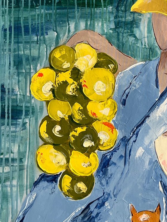 Woman with Cat Painting