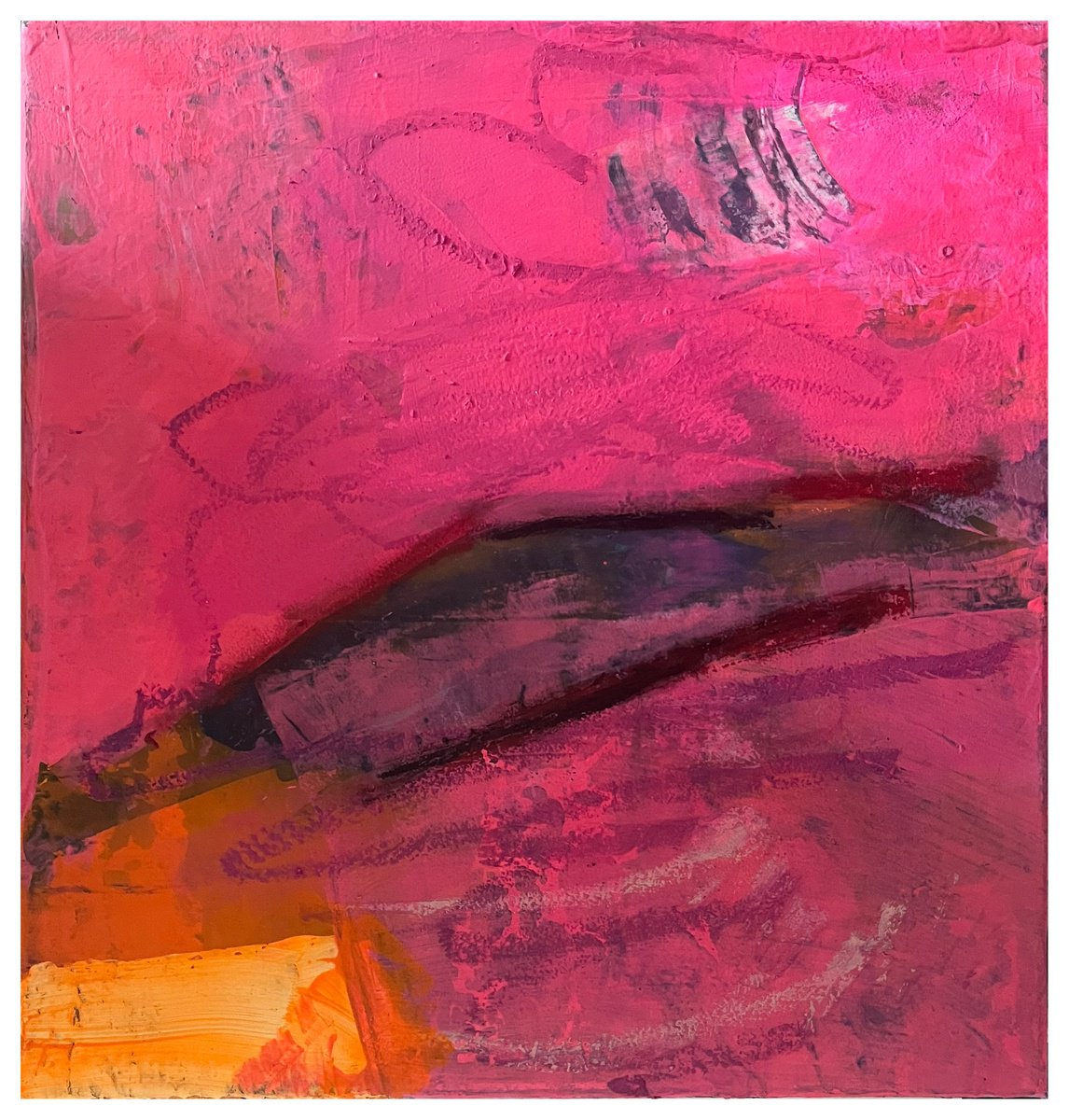 Organic Abstract Acrylic Painting By Ulli Schmitt, 12 X 12", A Closer Look, Original Artwork