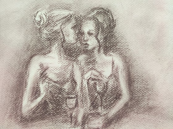 Charcoal Drawing Friends Chat