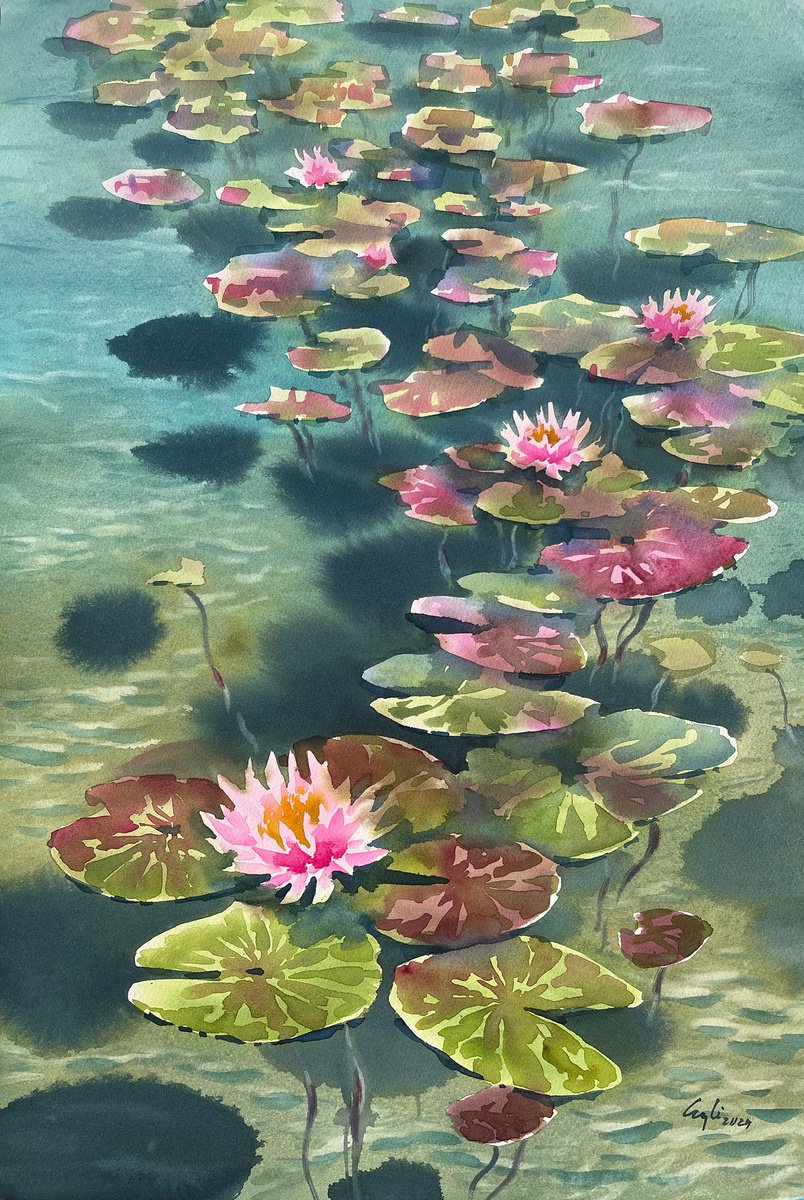 Photorealistic Watercolour , Water Lily By Egle Lipeikaite, 15 X 22, Artwork For Sale On Artfinder
