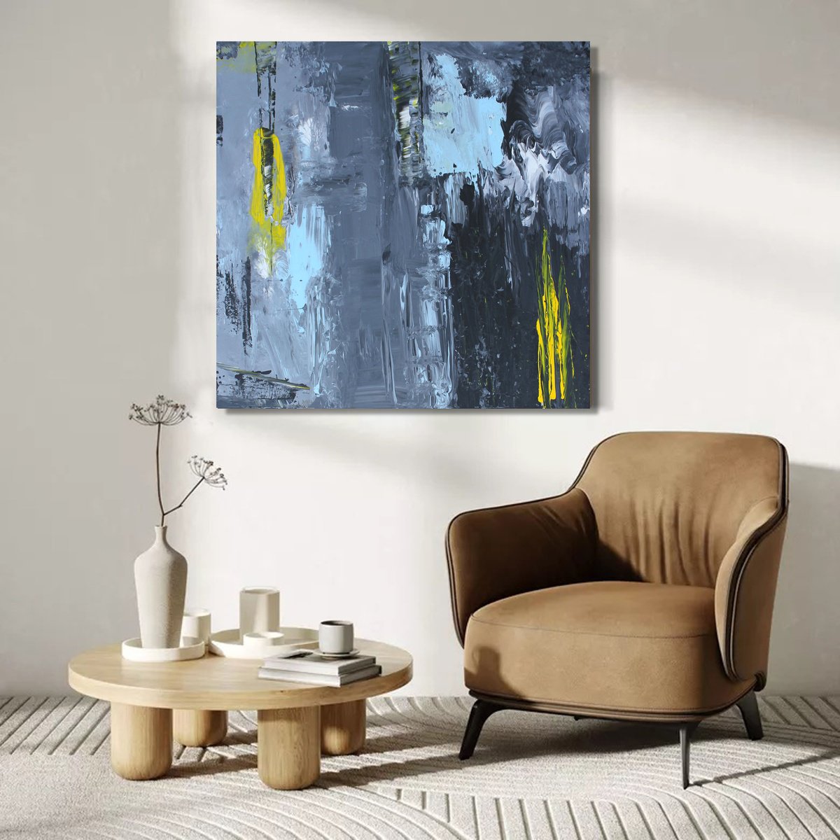 Abstract Acrylic Painting By Mir-Jan, 35 X 35", Abstract 76, Original Artwork