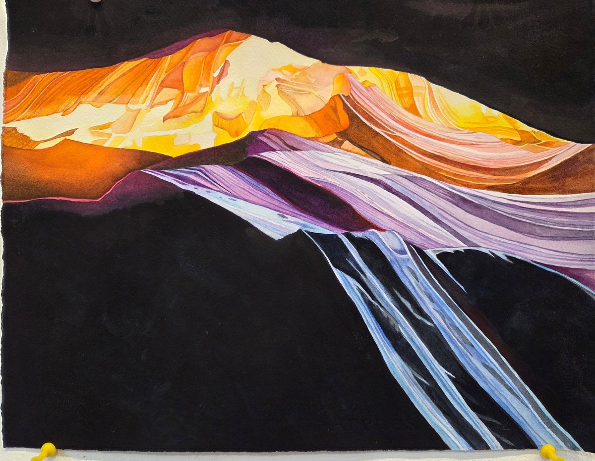 Organic Watercolour , Surge (Antelope Canyon Tribal Park) By Beth Shadur, 14 X 11, Artwork For Sale On Artfinder