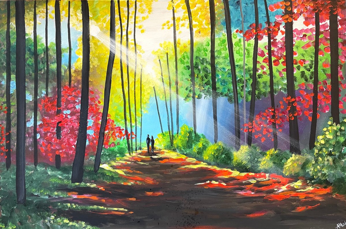Morning Rays Through The Autumn Forest by Aisha Haider