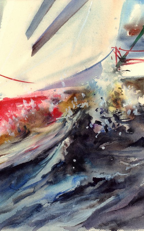 «Cutting the waves» (yacht in watercolor) by Irina Bibik-Chkolian