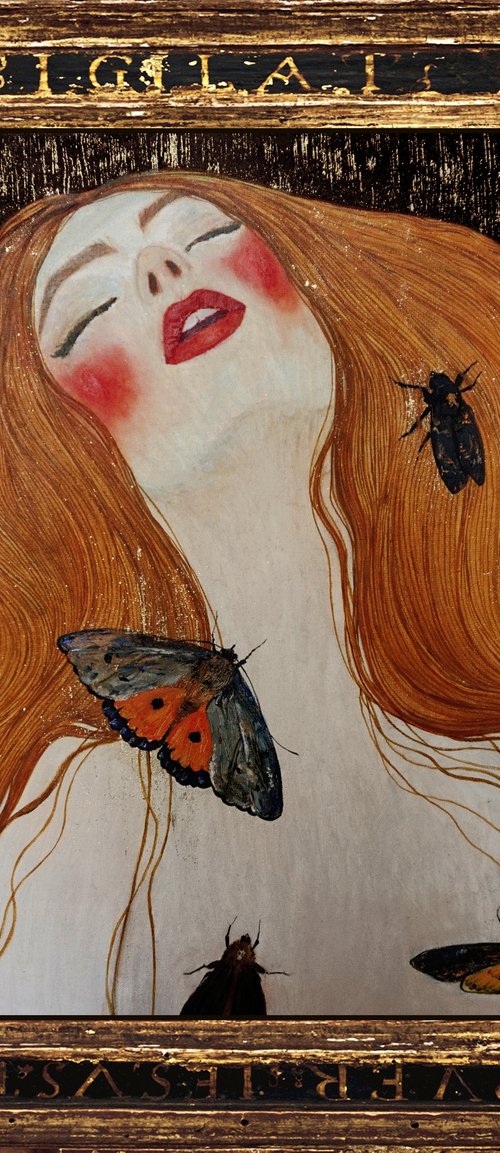 Redhead girl and butterflies by ANASTASIA BALABINA