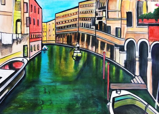 Morning in Venice Italy canal painting on sale