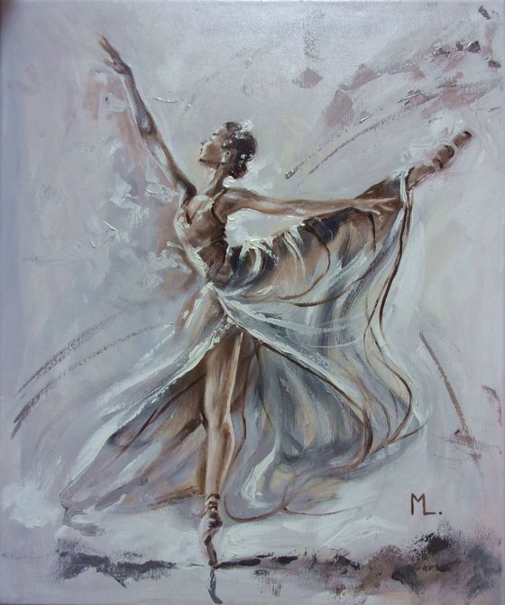 " CAN FLY ... "- ballerina liGHt  ORIGINAL OIL PAINTING, GIFT, PALETTE KNIFE