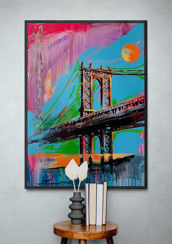 Bright painting - "Manhattan bridge" - USA - Urban Art - Manhattan - Bridge - Street Art - New York - City