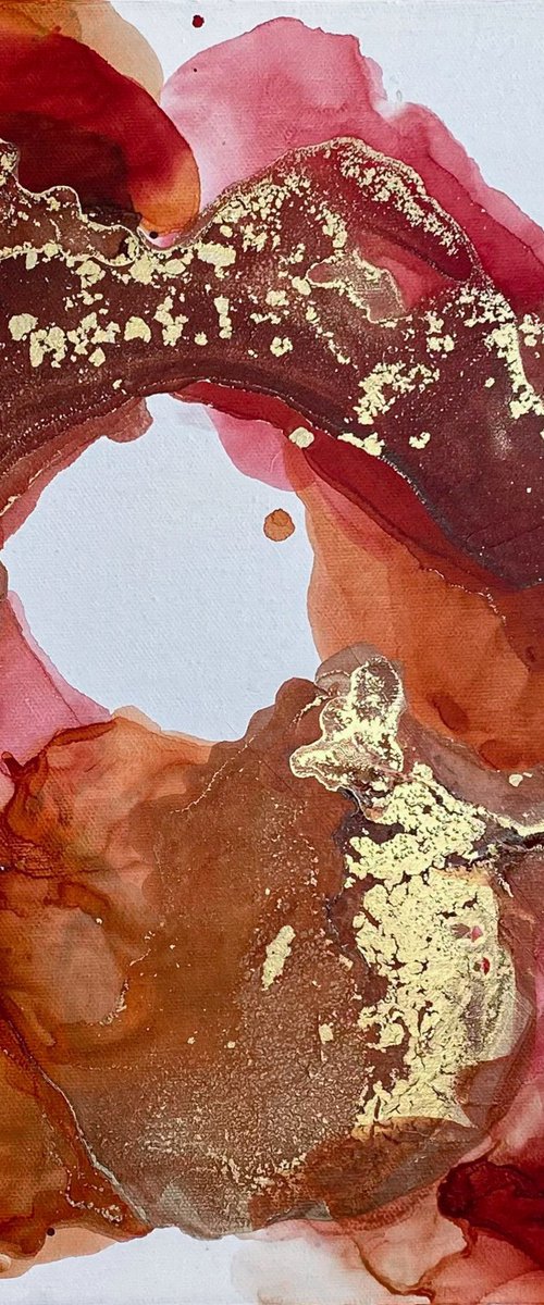 Red Gold Abstract Canvas Art by Mily Art