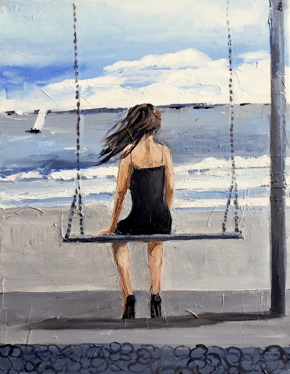 GIRL ON A SWING. WINDY. by Irina Alexandrina