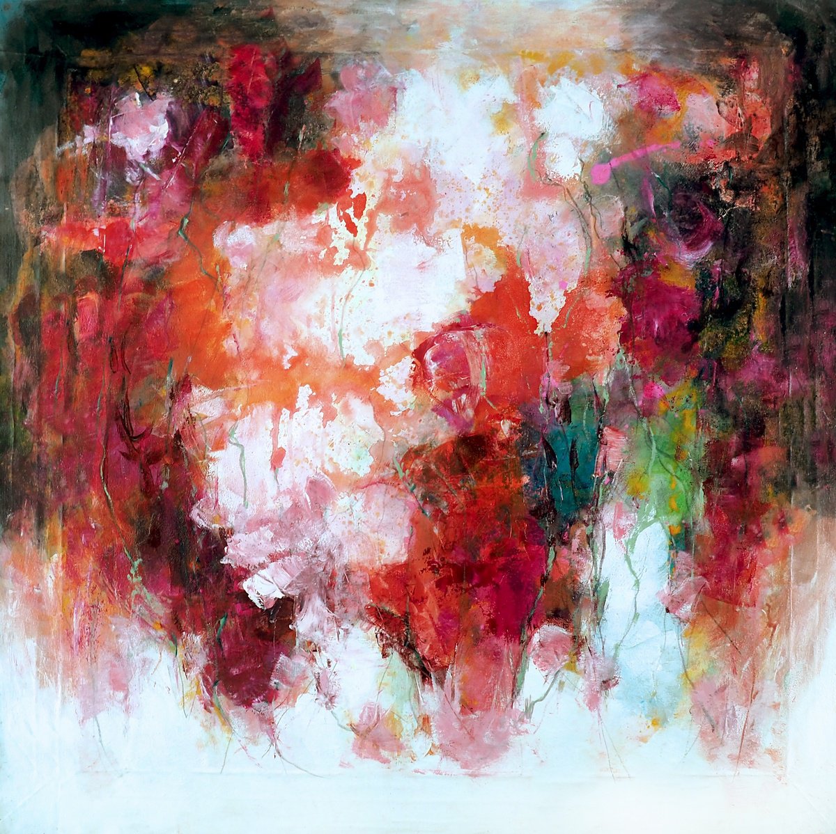 Abstract Acrylic Painting By Davina Nicholas, 47 X 47, Attraction, Original Artwork