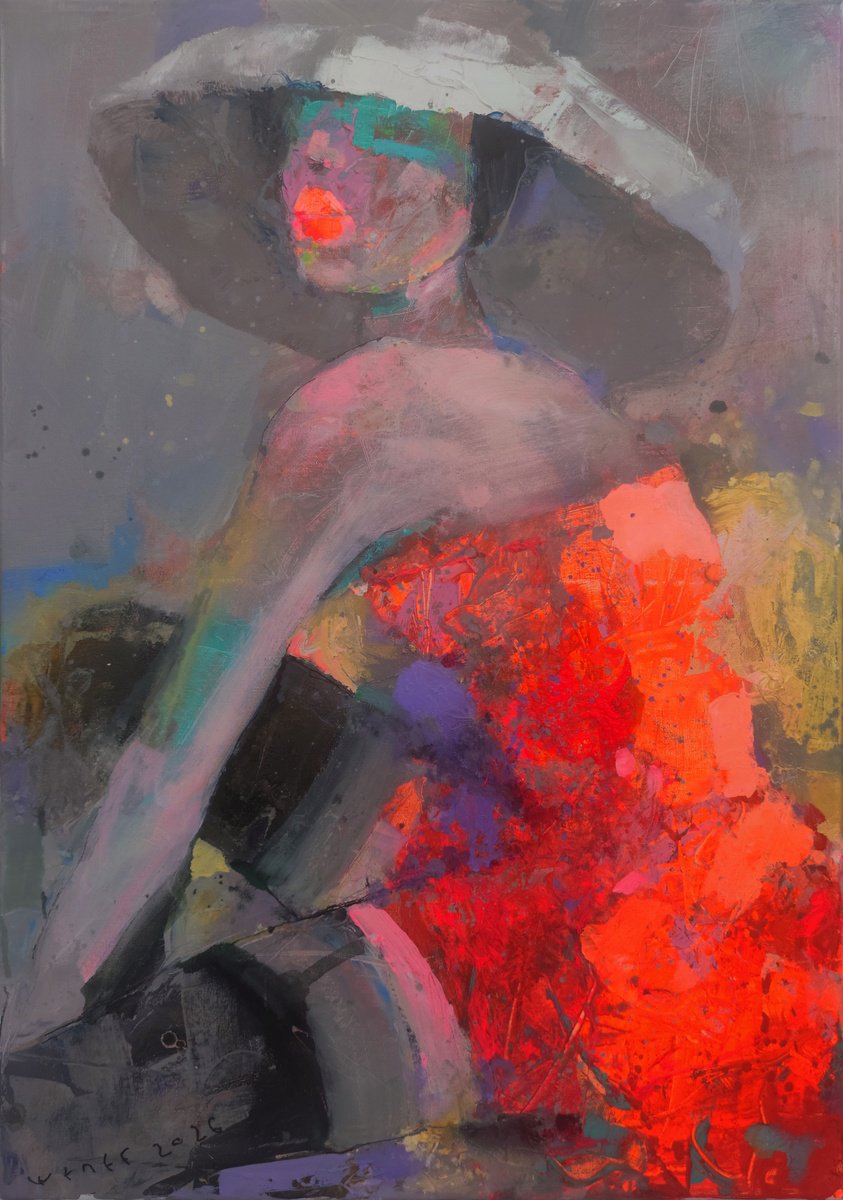 Expressive Oil Painting , Red Renaissance By Victor Sheleg, 20 X 28, Artwork For Sale On Artfinder