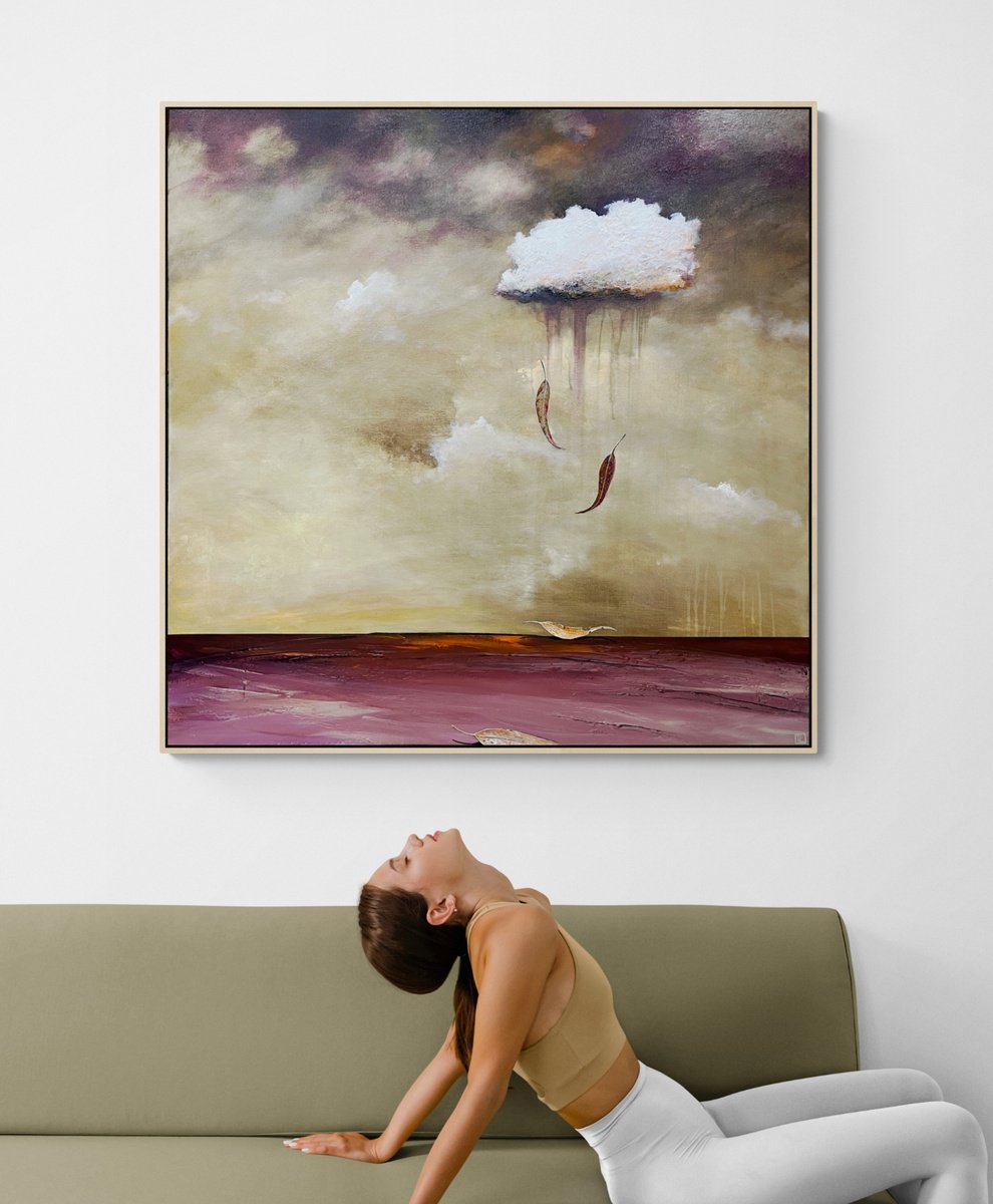 Organic Landscape Acrylic Painting By Tania Chanter, 43 X 43", Three Precious Lives, Original Artwork