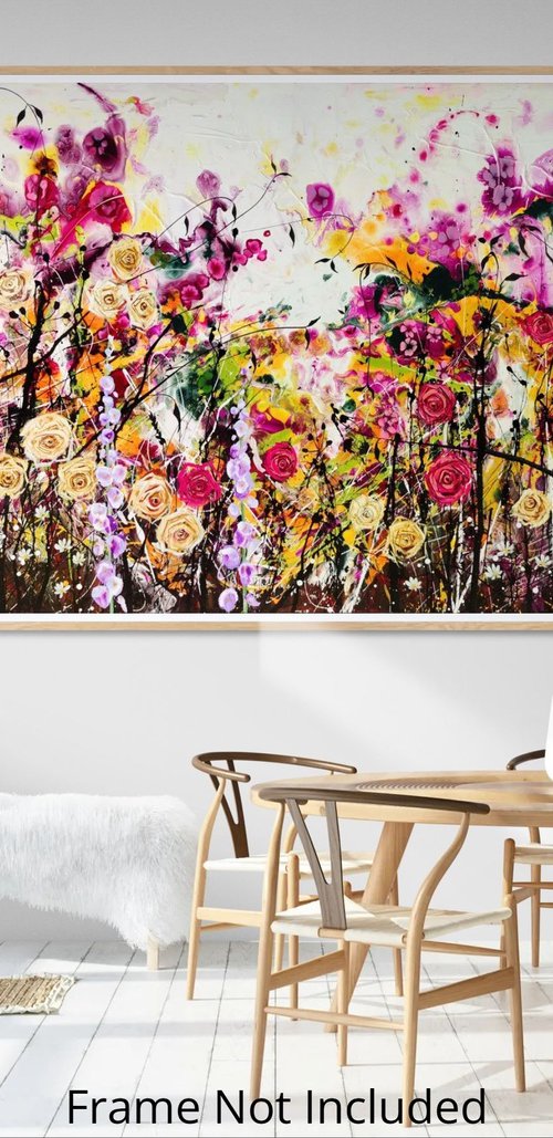 Roseberry Fields Abstract Floral Landscape by Angie Wright