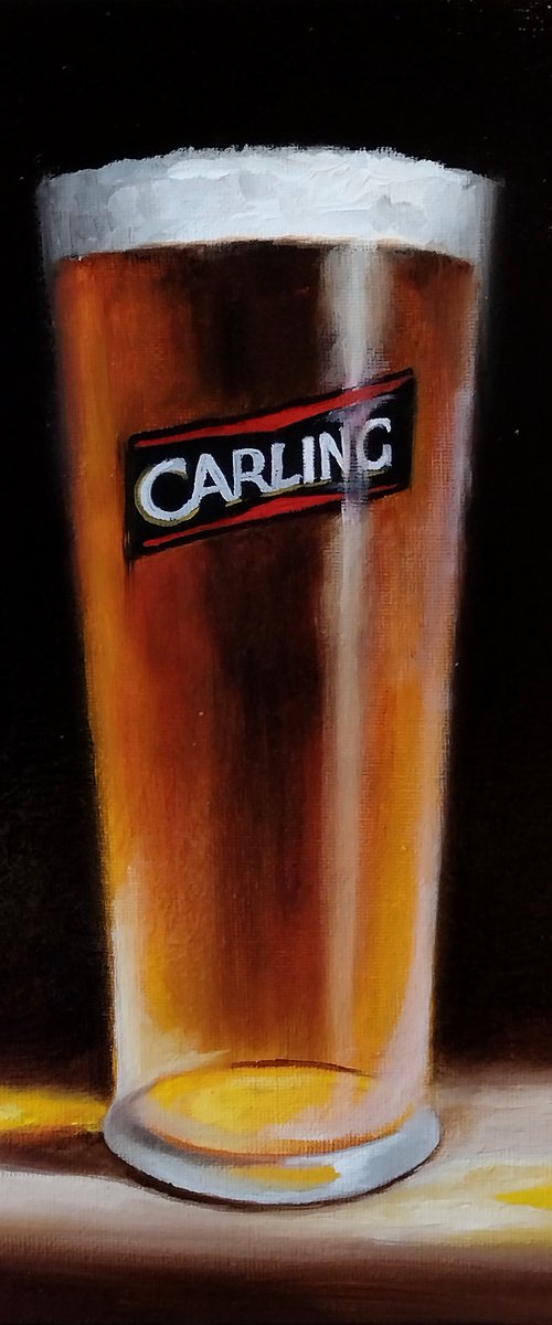 Pint of Lager still life by Jane Palmer Art