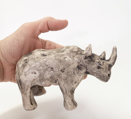 Rhino. Ceramic sculpture