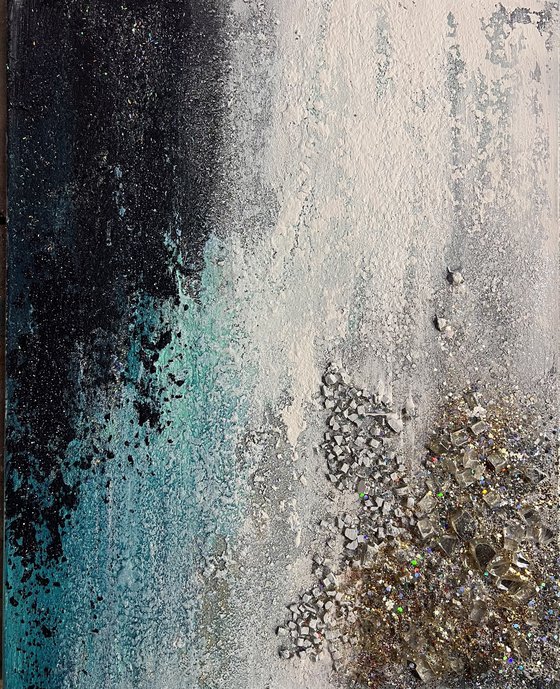 Cascade de l'amour glitter and glass textured painting