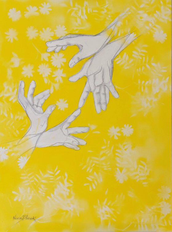 "Hands are an extension of the heart", original Mixed Media painting, 80x60x2cm