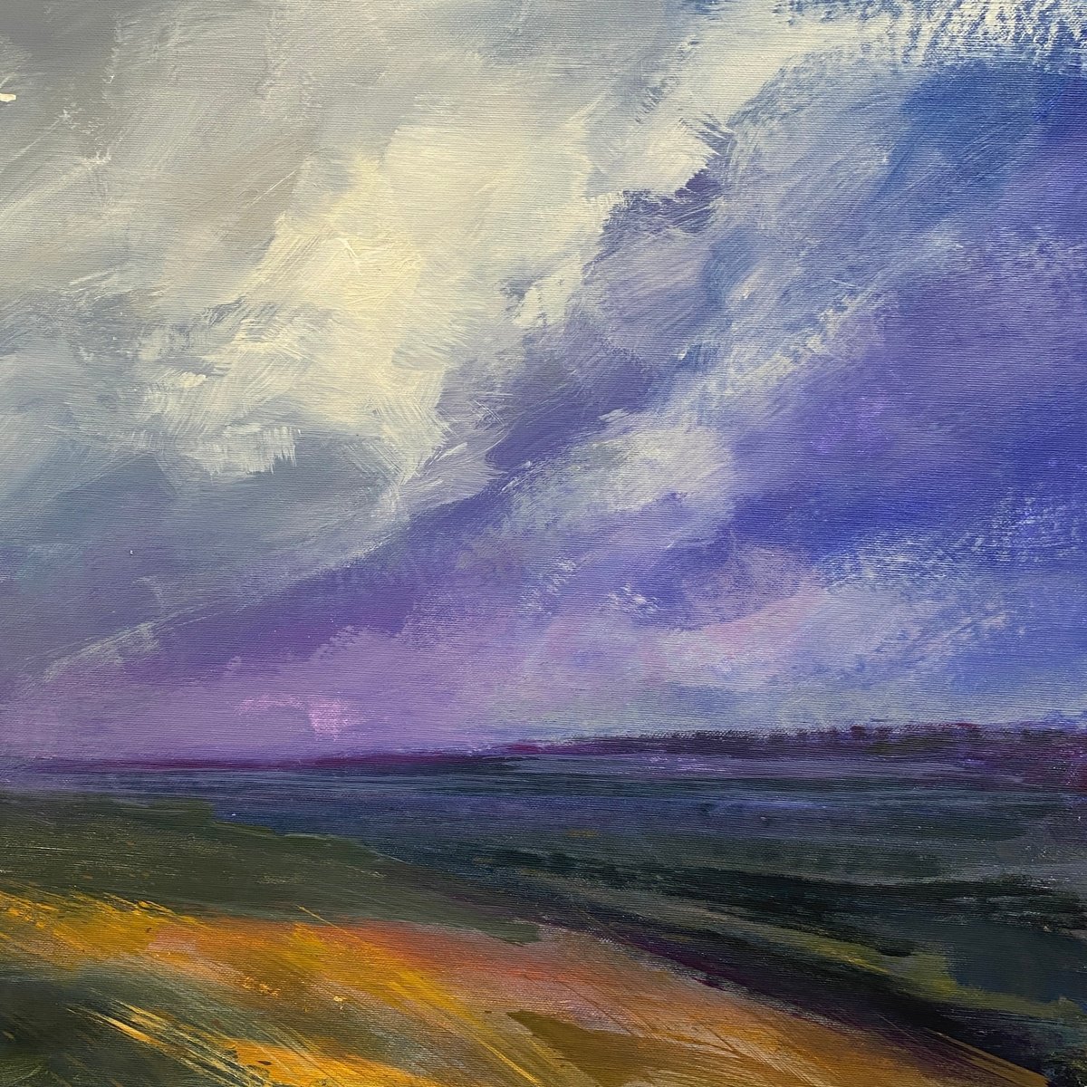 Impressionistic Landscape Acrylic Painting By Helen Mount, 16 X 16, Breathe Slowly/7, Original Artwork