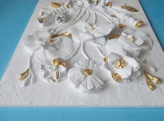 bas-relief panno "White and gold"