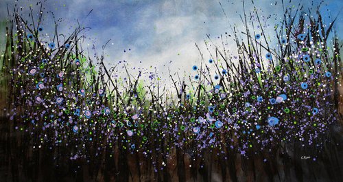 "Purple Breeze" - Super sized floral landscape painting by Cecilia Frigati