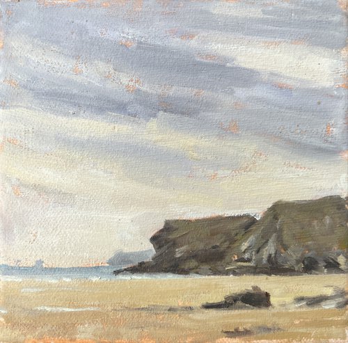 Watergate Bay, overcast summer's day by Louise Gillard