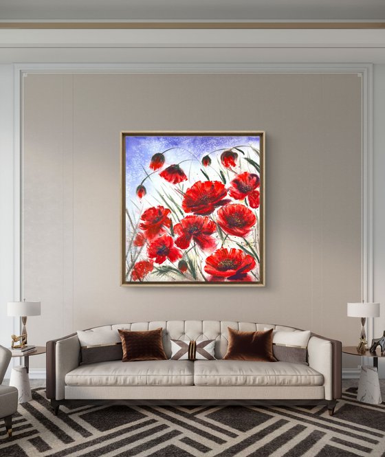 Big Size Red Wild Poppies