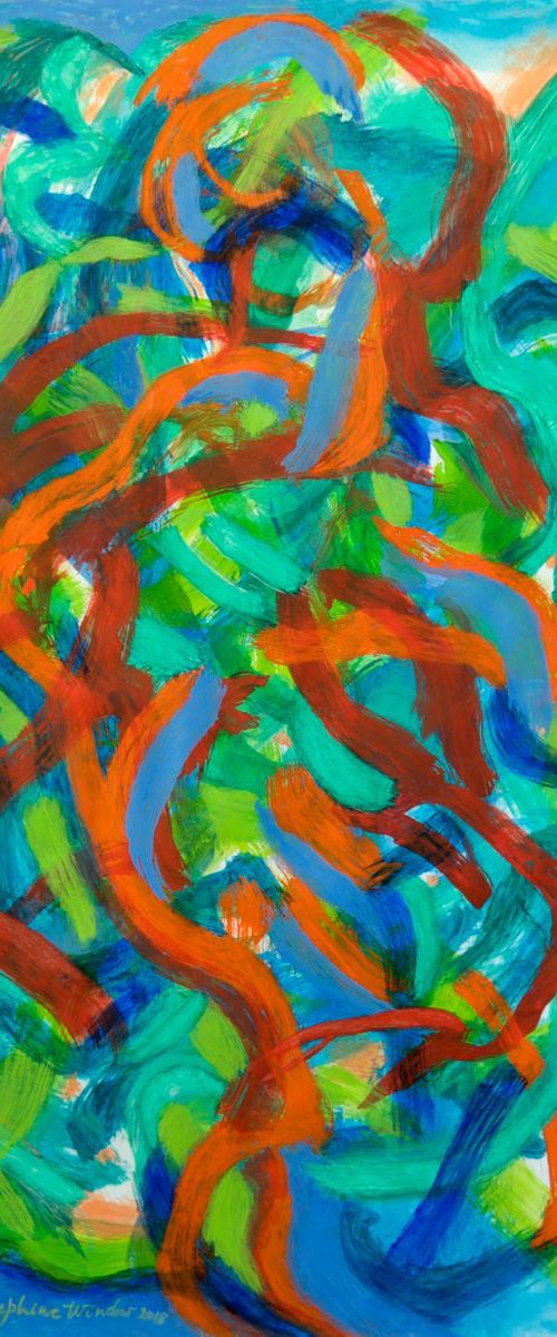 Rhythms #1 - Blue, Orange - Green, Red by Josephine Window