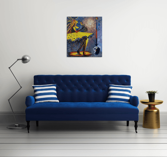 Passionate music (70x80cm, oil painting, modern art, ready to hang, music painting)