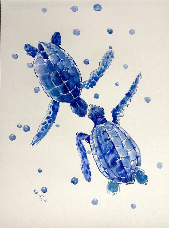 Two Blue turtles