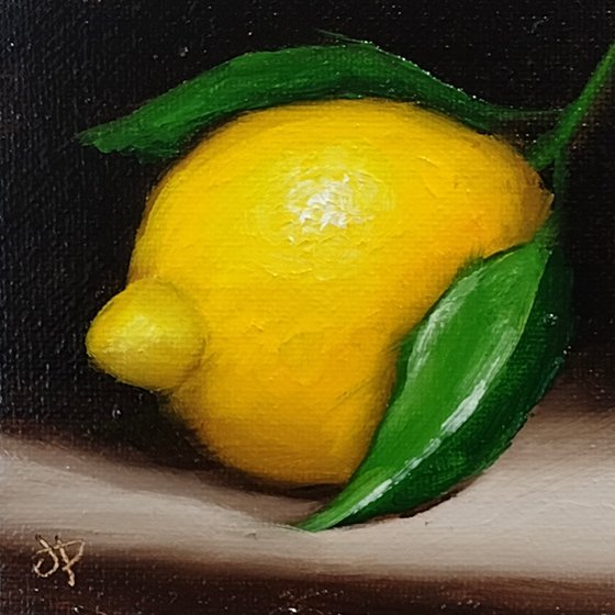 Little leafy lemon still life