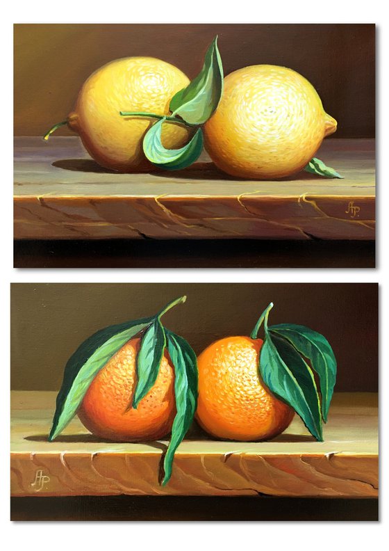 diptych. TWO LEMONS
