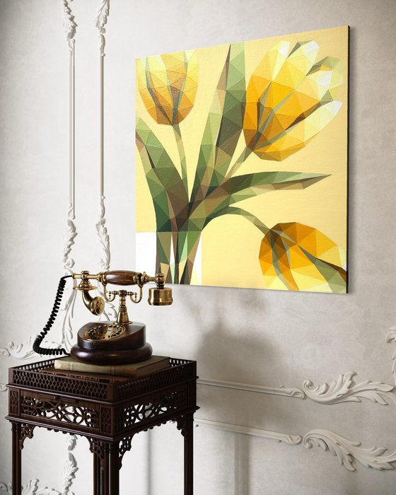 YELLOW SUNNY TULIPS IN A VASE
