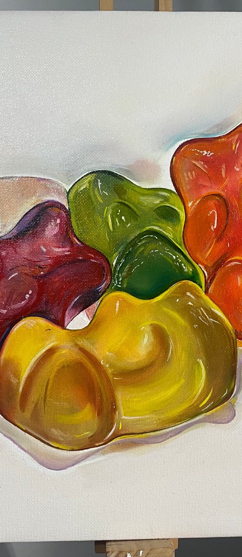 Gummy bear fun oil painting by Bethany Taylor