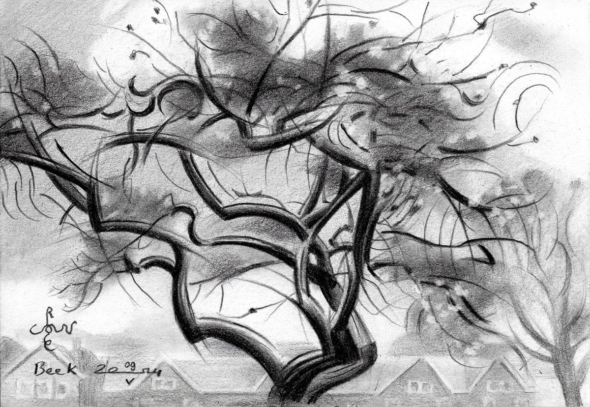 Geometric Landscape Pencil Drawing By Corne Akkers, 6 X 4, Beek - 09-05-24, Original Artwork