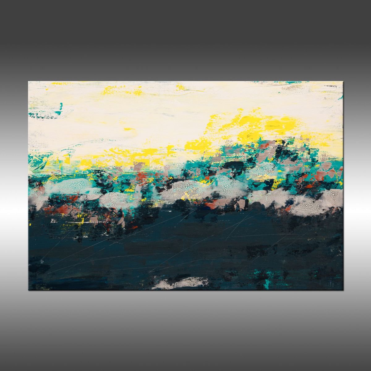 Abstract Acrylic Painting By Hilary Winfield, 36 X 24, Urban Planes 3, Original Artwork