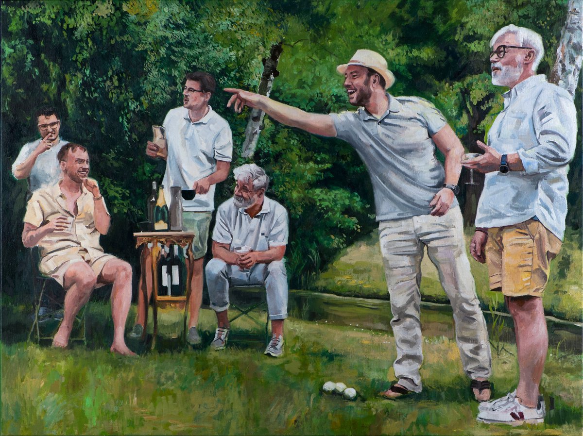 Impressionistic Portrait Oil Painting By Roeland Kneepkens, 47 X 35", And There It Goes!, Original Artwork