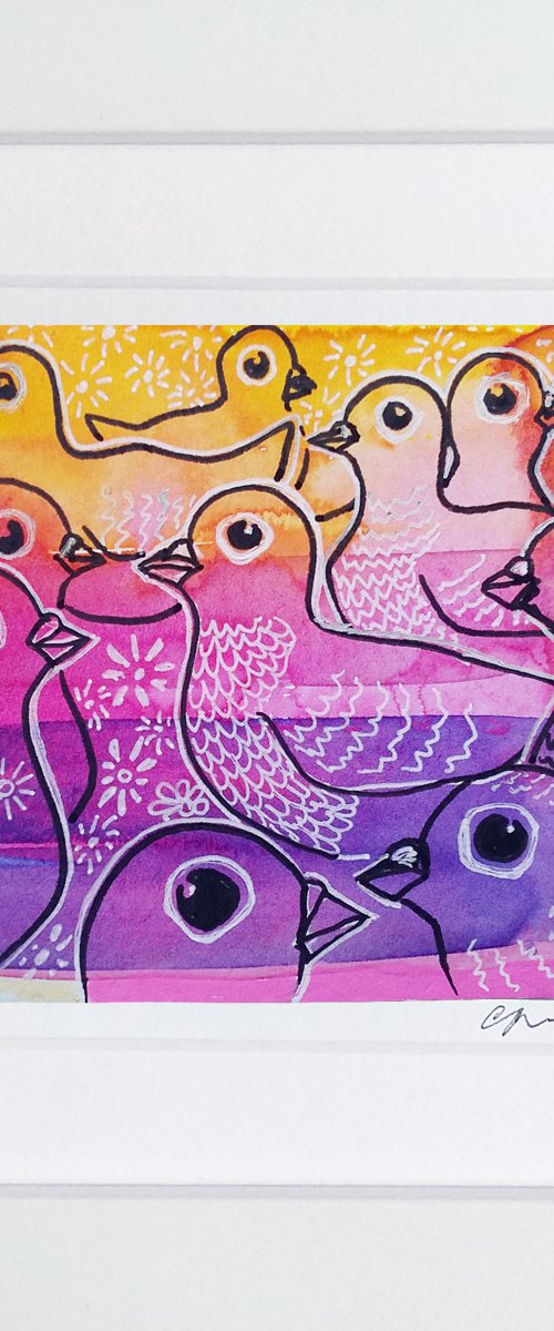 Feathered friends #2 (framed and ready to hang) by Carolynne Coulson