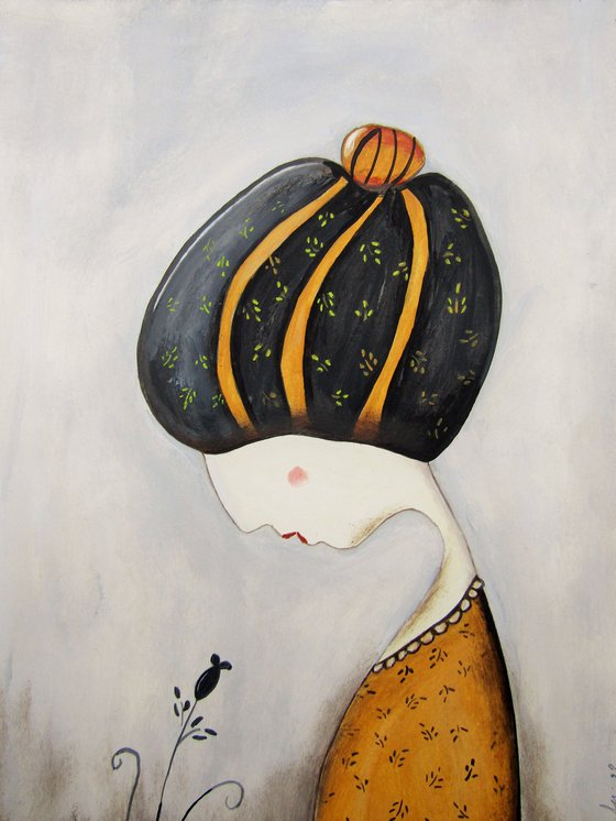 The girl with a striped hat