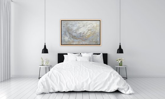 Large Abstract Neutral Colors Textured Painting Modern Art with Heavy Texture. Abstract Landscape Contemporary Seascape Artwork for Livingroom