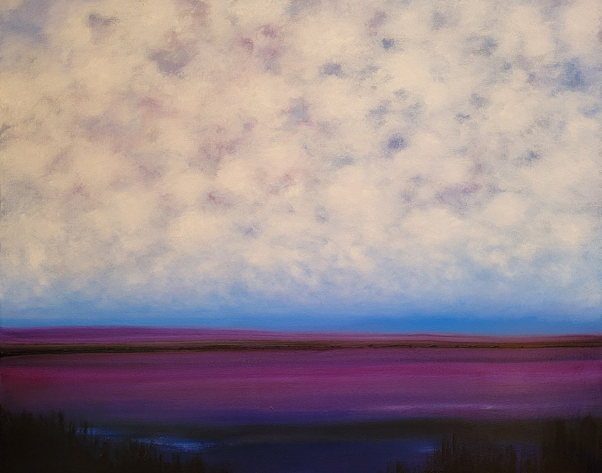 Impressionistic Landscape Oil Painting By Faith Patterson, 30 X 24, Overcast Glow, Original Artwork