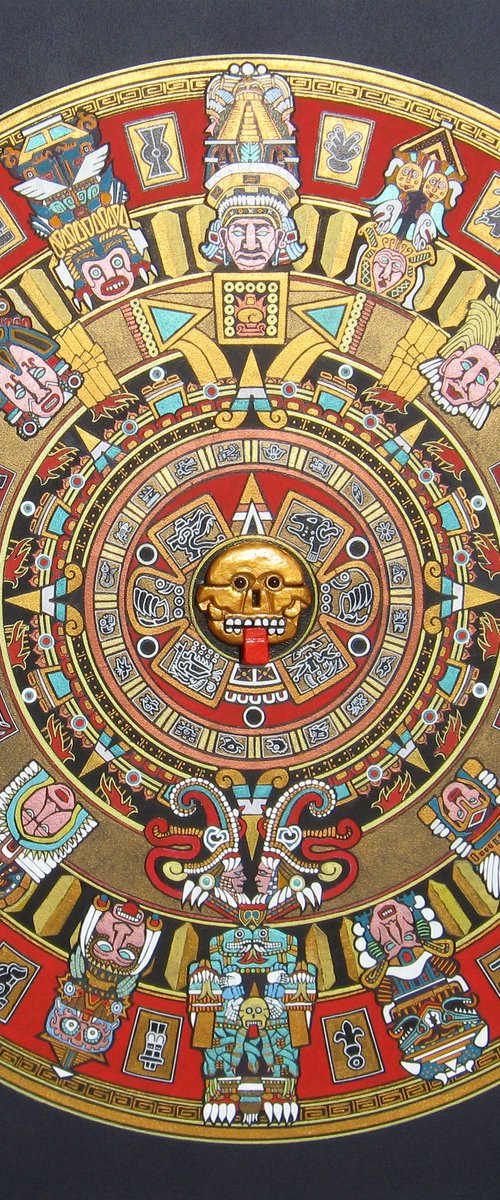 Aztec Sun Stone Mandala by Stefano Barbaresco
