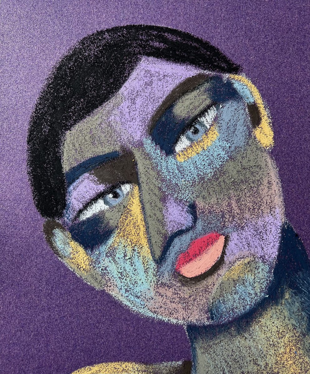 Naive Portrait Pastel Drawing By Mariia Anshakova, 9 X 11", Know-It-All, Original Artwork