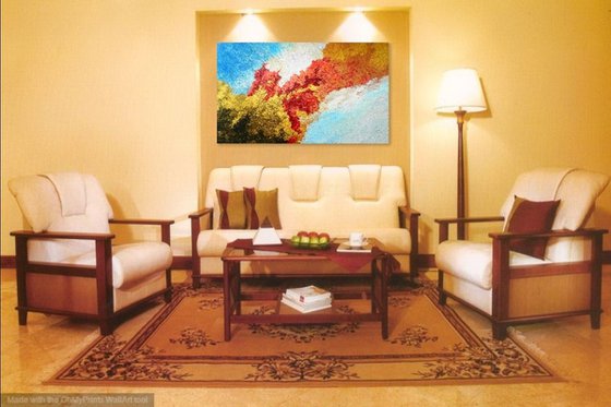 Imperial Blossoms - Original, unique, modern abstract impasto painting with texture
