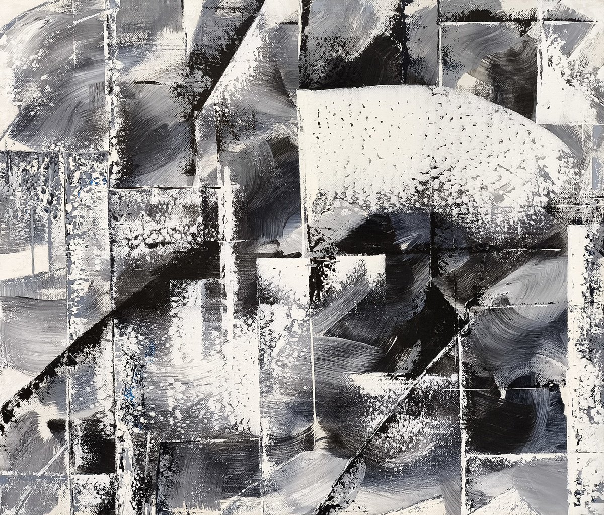 Abstract Oil Painting By Ruben Ghulyan, 24 X 20", Monochrome Symphony, Original Artwork