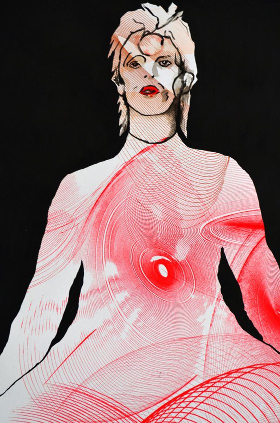 David Bowie Avant-Garde Space Samurai - Vibrations Mixed Media Original Modern Portrait Art Painting