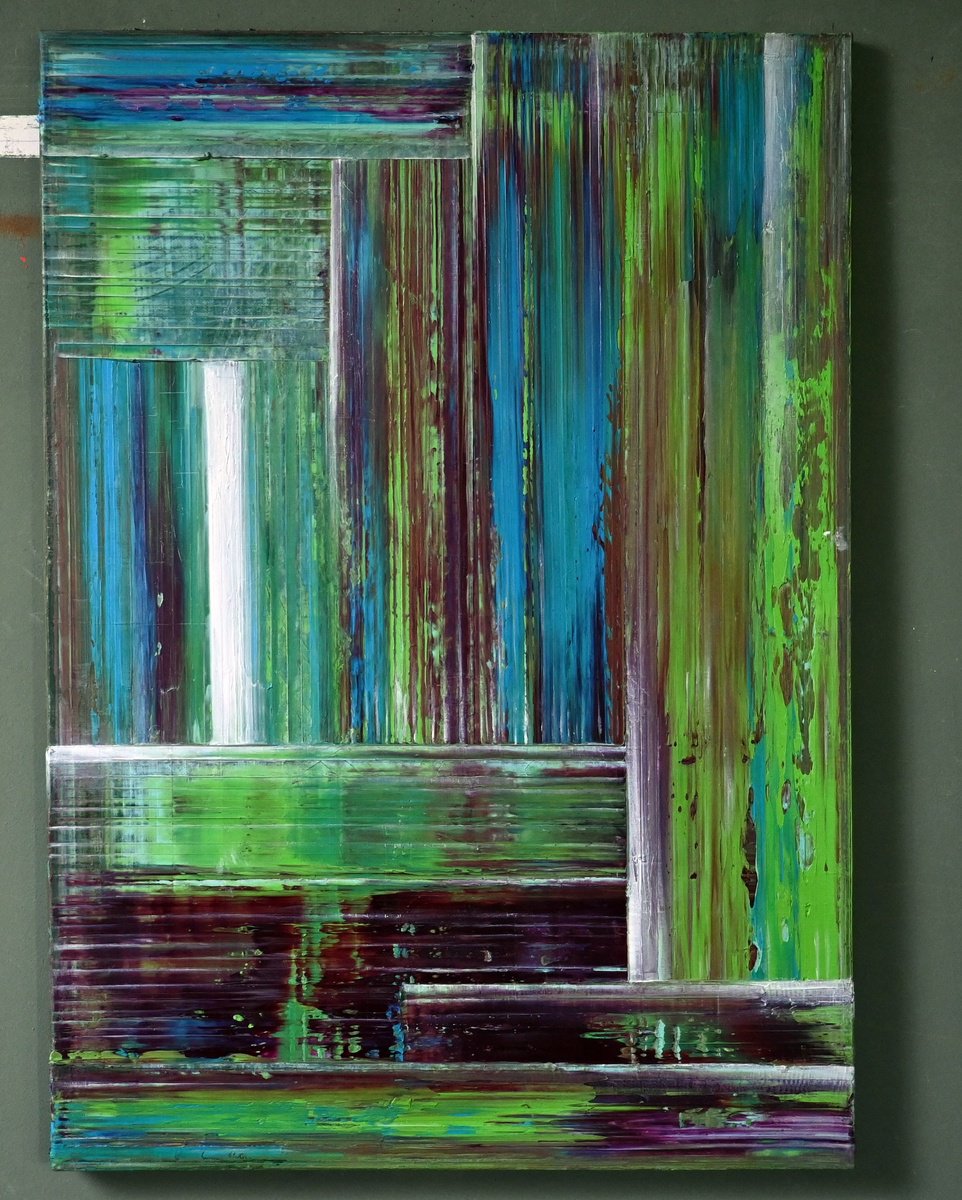 Geometric Abstract Oil Painting By Giuseppe Pastore, 20 X 28, Natural, Original Artwork