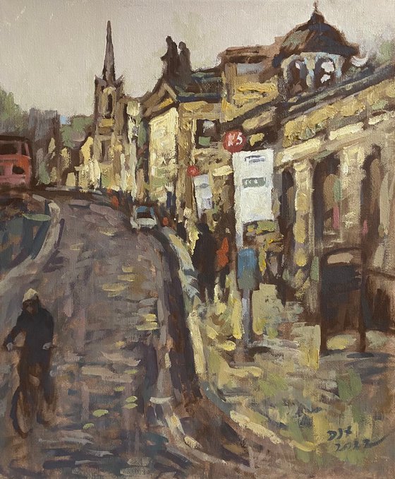 Oxford High Street The Original oil painting hand painted by artist Jixiang Dong on canvas and unframed.