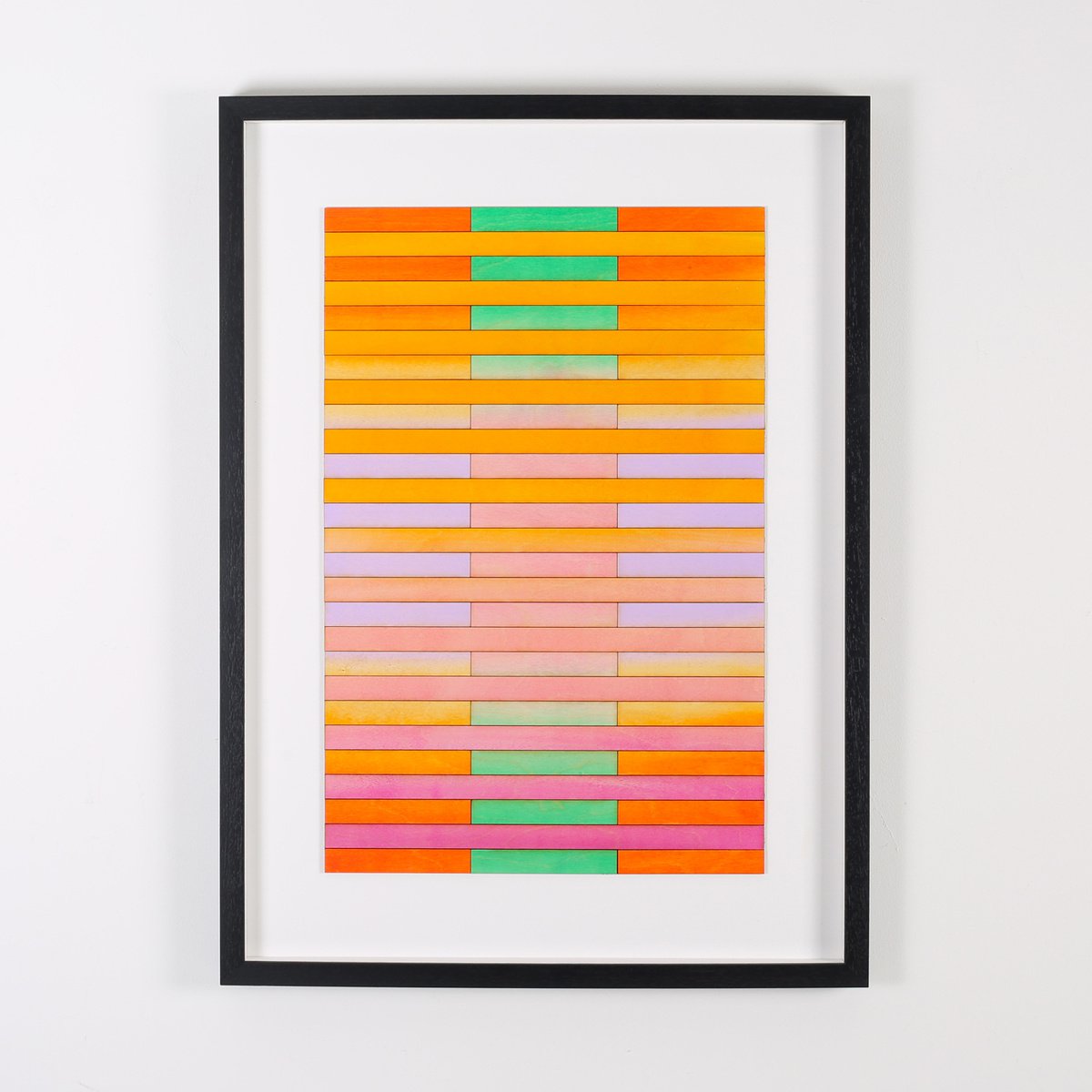 Three Panel Abstract Geometric Gradient Painting Number Four by Amelia Coward